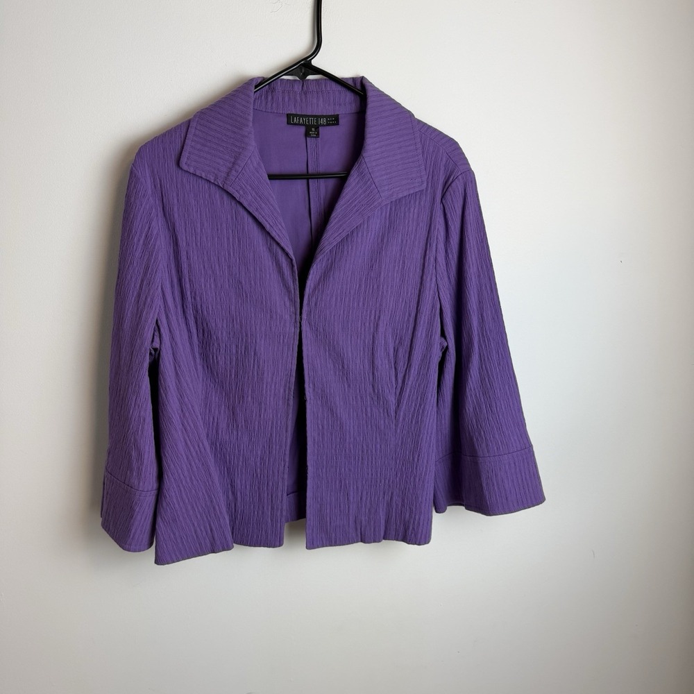 Lafayette 148 New York Purple Blazer Jacket Flare 3/4 Sleeve Sz 16